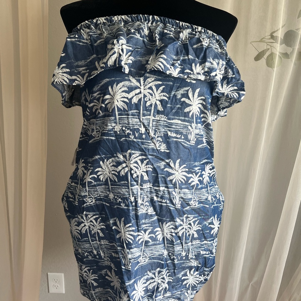 Tommy Bahama Blue and White Tropical Dress